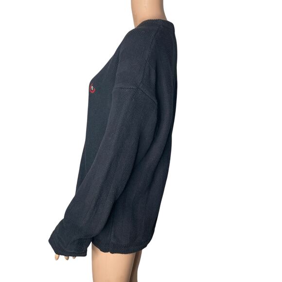 Vintage Chaps by Ralph Lauren Sweater Mens Medium Hand Framed Herringbone Black - Picture 5 of 9